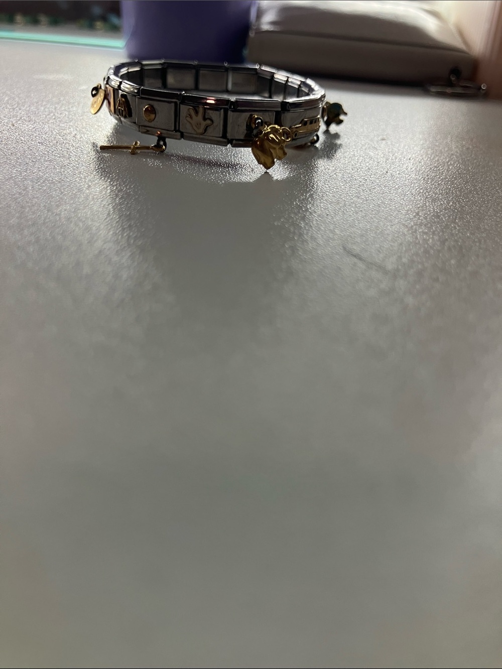 Women’s Silver-Tone Charm Stretch Bracelet with Black Accents